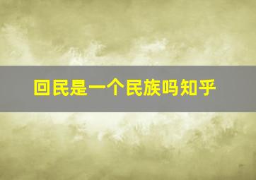 回民是一个民族吗知乎