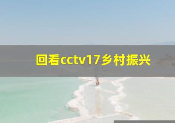 回看cctv17乡村振兴