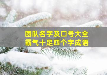 团队名字及口号大全霸气十足四个字成语