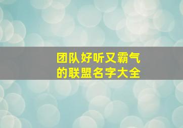 团队好听又霸气的联盟名字大全