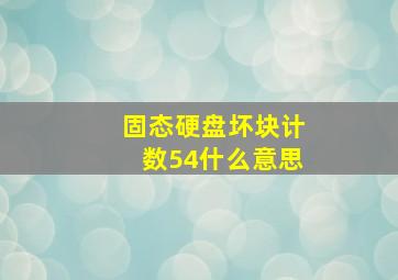 固态硬盘坏块计数54什么意思