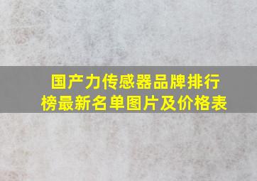 国产力传感器品牌排行榜最新名单图片及价格表