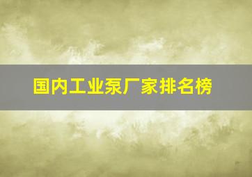 国内工业泵厂家排名榜