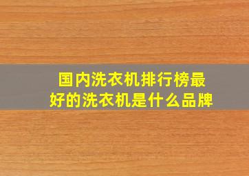 国内洗衣机排行榜最好的洗衣机是什么品牌