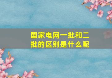 国家电网一批和二批的区别是什么呢