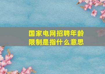 国家电网招聘年龄限制是指什么意思