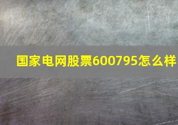 国家电网股票600795怎么样