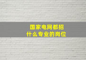 国家电网都招什么专业的岗位