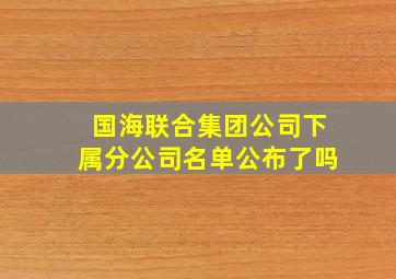 国海联合集团公司下属分公司名单公布了吗