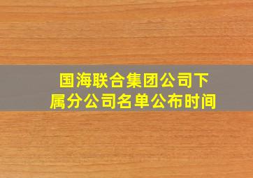 国海联合集团公司下属分公司名单公布时间