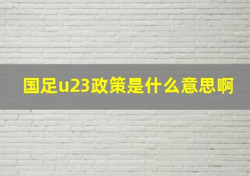 国足u23政策是什么意思啊