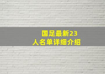 国足最新23人名单详细介绍