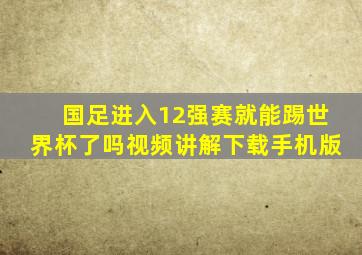 国足进入12强赛就能踢世界杯了吗视频讲解下载手机版