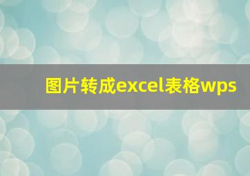 图片转成excel表格wps