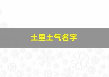 土里土气名字