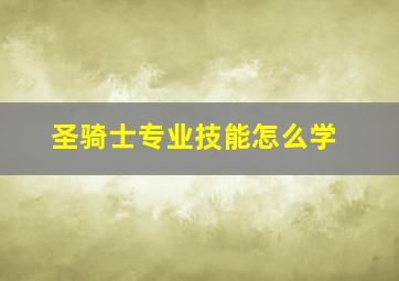 圣骑士专业技能怎么学