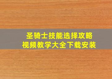 圣骑士技能选择攻略视频教学大全下载安装