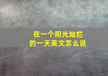 在一个阳光灿烂的一天英文怎么说