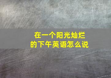 在一个阳光灿烂的下午英语怎么说