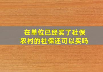 在单位已经买了社保农村的社保还可以买吗