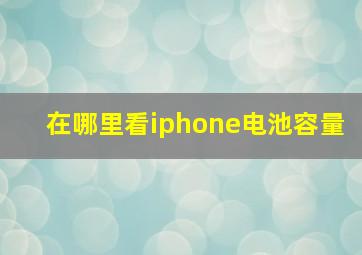 在哪里看iphone电池容量