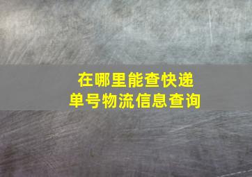 在哪里能查快递单号物流信息查询