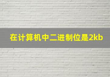 在计算机中二进制位是2kb