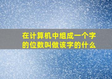 在计算机中组成一个字的位数叫做该字的什么