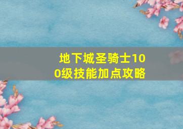 地下城圣骑士100级技能加点攻略