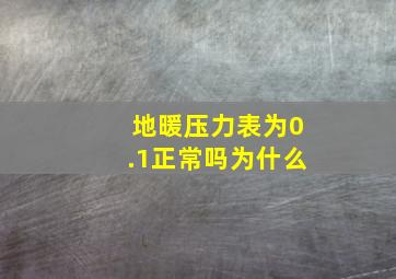 地暖压力表为0.1正常吗为什么