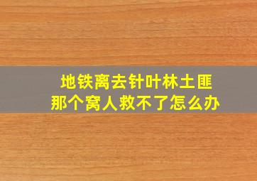 地铁离去针叶林土匪那个窝人救不了怎么办