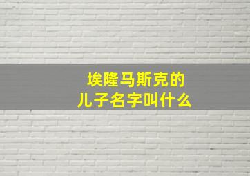 埃隆马斯克的儿子名字叫什么