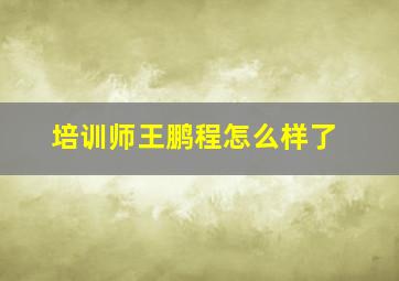 培训师王鹏程怎么样了