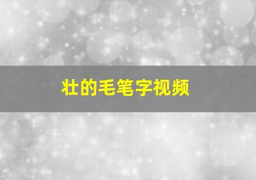 壮的毛笔字视频