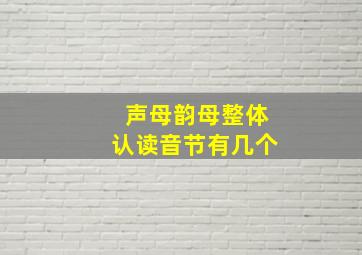 声母韵母整体认读音节有几个