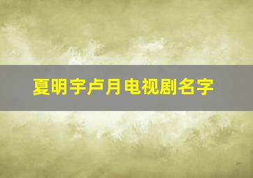 夏明宇卢月电视剧名字