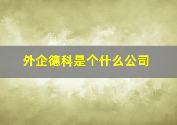 外企德科是个什么公司