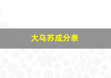 大乌苏成分表