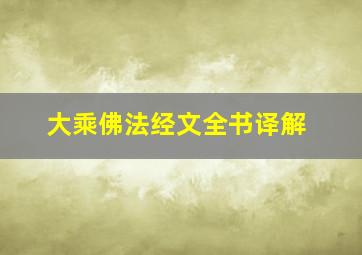 大乘佛法经文全书译解