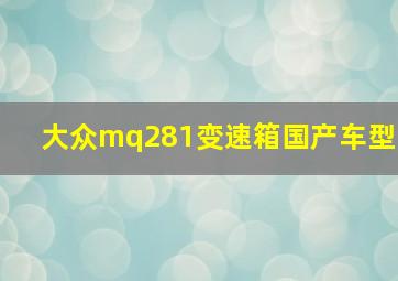 大众mq281变速箱国产车型