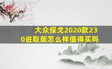 大众探戈2020款230进取版怎么样值得买吗