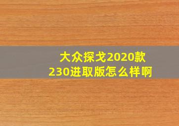 大众探戈2020款230进取版怎么样啊