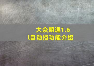 大众朗逸1.6l自动挡功能介绍