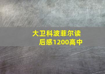 大卫科波菲尔读后感1200高中