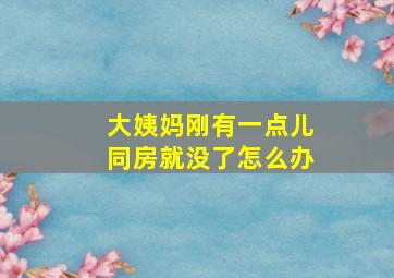 大姨妈刚有一点儿同房就没了怎么办