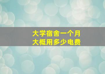 大学宿舍一个月大概用多少电费