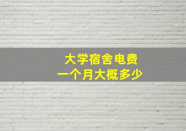 大学宿舍电费一个月大概多少