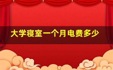 大学寝室一个月电费多少