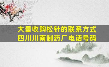 大量收购松针的联系方式四川川南制药厂电话号码