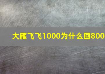 大雁飞飞1000为什么回800